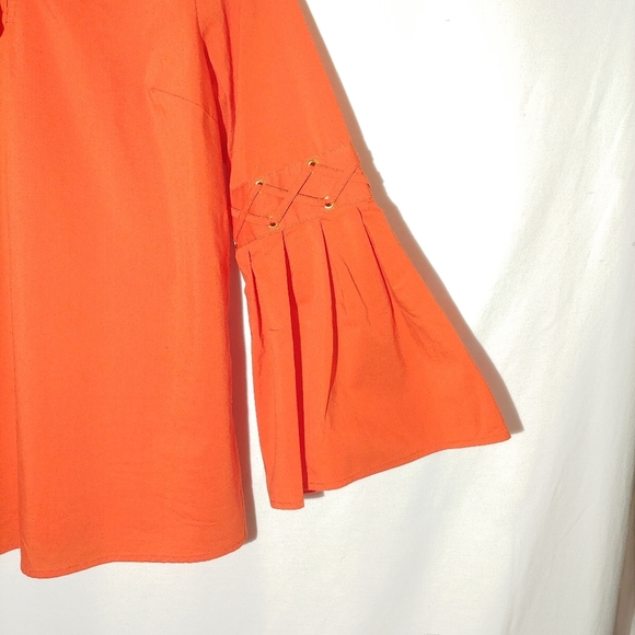 Michael Kors Bright Orange Flare Sleeve Keyhole Tunic - Picture 2 of 9